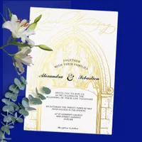 Church Ceremony Celebration Elegant Script Wedding Foil Invitation