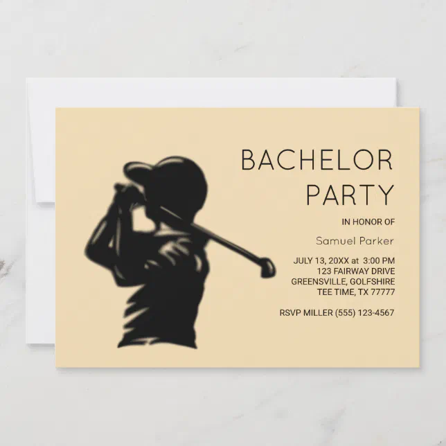 Black golfer Golfing Trip Bachelor Party minimal Invitation