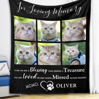 Custom Cat Photo Collage Pet Memorial Remembrance  Fleece Blanket