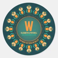 Hexagon Circle Monogram Keepsake Plate Classic Round Sticker