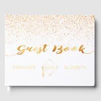 Graduation party white gold confetti guest book