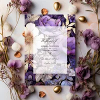 Purple and Gold Floral Wedding Invitation