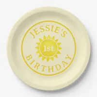 Sunshine Theme 1st Birthday Paper Plates – Boho Fi