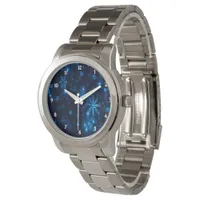 Deep Blue & Bright Snowflakes  Unisex eWatch Watch