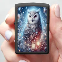 Ethereal Snow Owl in an Enchanted Realm Full Zippo Lighter