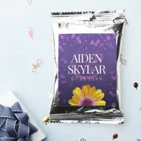 Elegant Golden Daisy with Purple Glitter Wedding Coffee Drink Mix