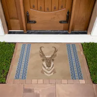 Southwest Pronghorn Antelope and Blue Border  Doormat