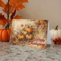 Watercolor Pumpkins Autumn Foliage Thanksgiving  Card