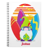 Funny Surfer Gnome Personalized Notebook