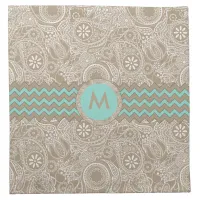 Paisley Chevron Monogram Beige PCMX Cloth Napkin