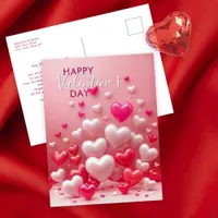 Glossy Red and Pink Love Hearts Valentine's Day Postcard