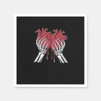 Funny Valentine Skeleton Heart Hands Classic Style Napkins