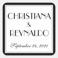 Modern Elegant Stylish Roaring 20s Wedding Square Sticker