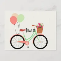 Vintage Bicycle and Tulips Thank You Postcard