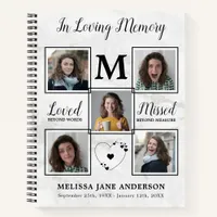 Modern Marble 5 Photo Budget Funeral GuestBook Notebook