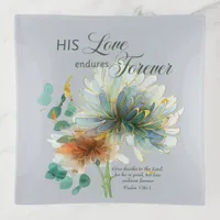 His Love Endures Forever Psalm 136 Scripture Grey Trinket Tray