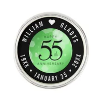 Elegant 55th Emerald Wedding Anniversary Lapel Pin