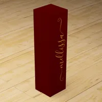 Burgundy and Gold Elegant Typography Wine Box