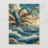 Surreal Colorful Banana Octopus Postcard