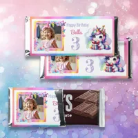 Personalized Unicorn and Photo Girl's Birthday Hershey Bar Favors