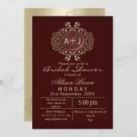 Lavish Red Gold Elegant bridal shower Invites