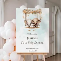 Cute Baby Elephant Gender Neutral Twin Baby Shower Foam Board