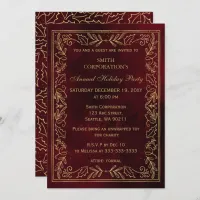 Red Gold Elegant Corporate Holiday Party  Invitation