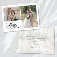 Chic Heart Calligraphy Wedding Thank You Card