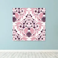 Art Nouveau Mauve & Purple–Vintage Floral Scallop  Canvas Print