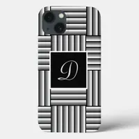 Modern stripes in black, white and gray - Monogram iPhone 13 Case