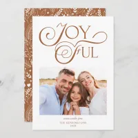 Boho Terracotta Pattern Joyful Christmas Photo Holiday Card