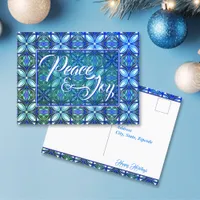 Turquoise Peace & Joy Christmas Postcard