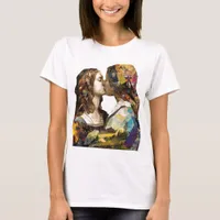 Women Kissing Mixed Media Collage T-Shirt