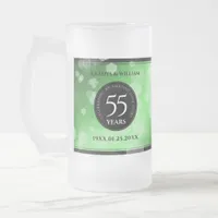 Elegant 55th Emerald Wedding Anniversary Frosted Glass Beer Mug