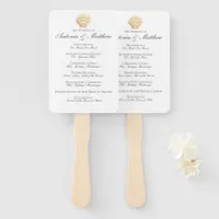 Vintage Nautical Seashell Wedding Program Hand Fan