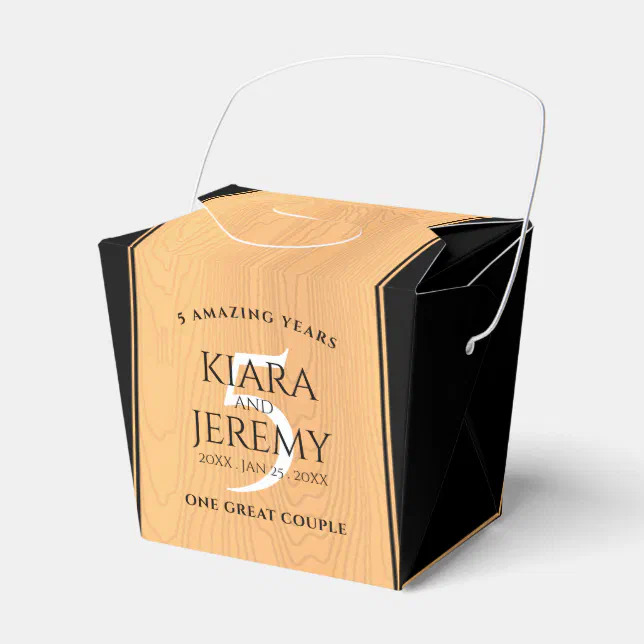 Elegant 5th Wood Wedding Anniversary Favor Boxes