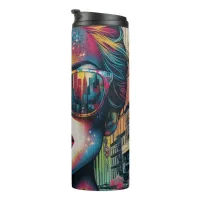  Abstract Woman in Sunglasses Ai Art  Thermal Tumbler