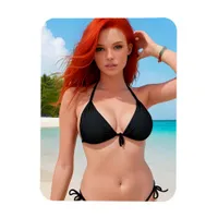 Sexy Red Haired Woman in Black Bikini Magnet