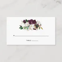 Dark Plum Velvet and White Floral Place Card