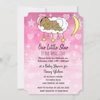 Sweet little Baby pink stars and moons girls Invit Invitation