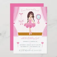 Pink Ballerina theme Birthday Invitation