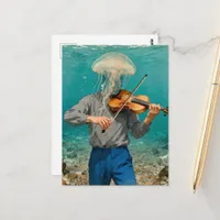 Silly Jellyfish Making Music Postcard