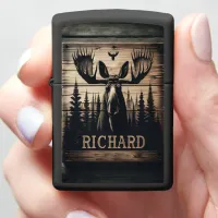 Moose In The Woods Sign Zippo Lighter