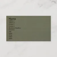 Olive Green Canvas-like Texture Business Card