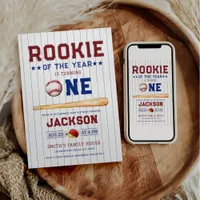 Rookie of the Year 1st Birthday Baseball  Invitation