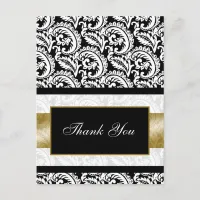 trendy damask gold ThankYou Cards