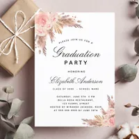 Graduation pampas grass rose gold blush 2025 invitation