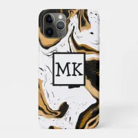 Leopard Print Marble Swirls Fluid Art Abstract  iPhone 11 Pro Case