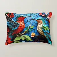 Cute Colorful Hummingbird Mosaics Accent Pillow