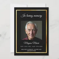 Black gold photo funeral program card